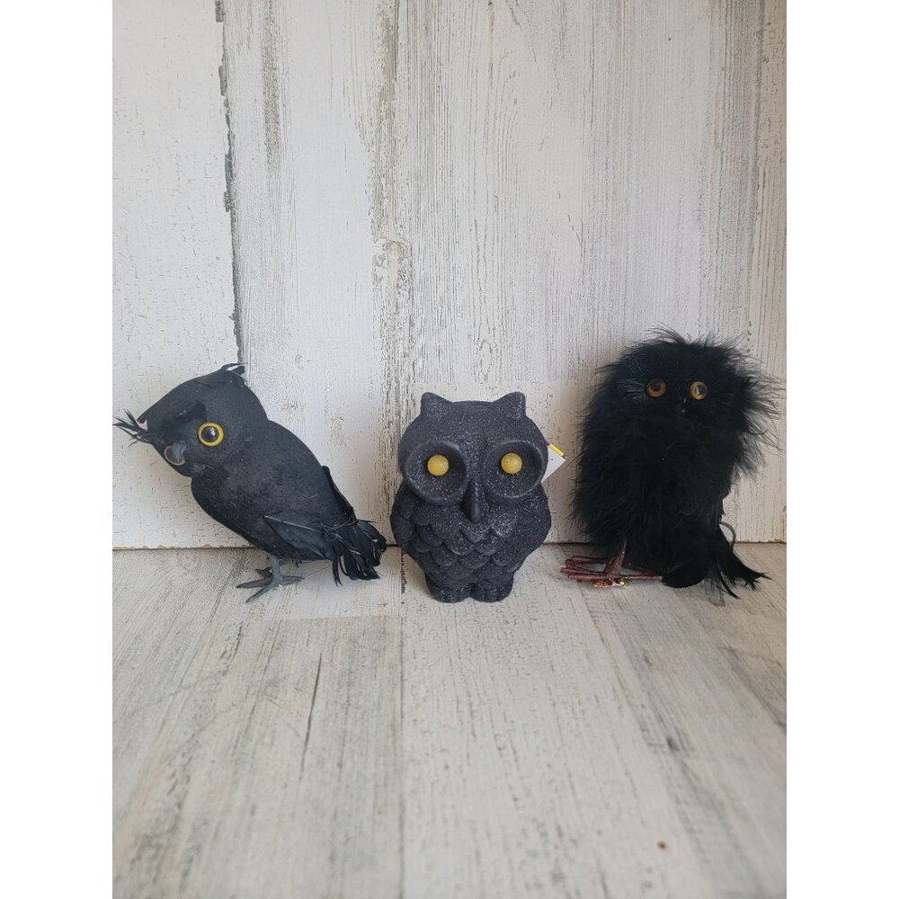 Halloween owl black bird prop home decor light up